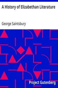 Cover of A History of Elizabethan Literature by George Saintsbury