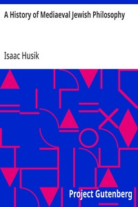 Cover of A History of Mediaeval Jewish Philosophy by Isaac Husik