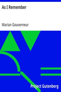 Cover of As I Remember: Recollections of American Society during the Nineteenth Century by Marian Gouverneur