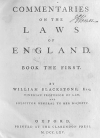 Cover of Commentaries on the Laws of England, Book the First by William, Sir Blackstone
