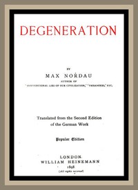 Cover of Degeneration by Max Simon Nordau