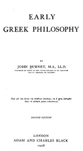 Cover of Early Greek philosophy by John Burnet