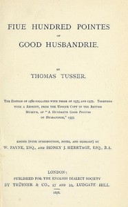 Cover of Fiue hundred pointes of good husbandrie by Thomas Tusser