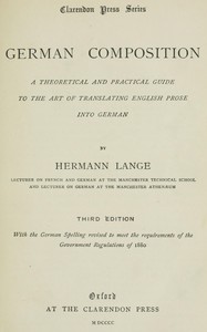 Cover of German composition : $b A theoretical and practical guide to the art of translating English prose into German by Hermann Lange
