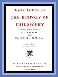 Cover of Hegel's Lectures on the History of Philosophy: Volume 3 (of 3) by Georg Wilhelm Friedrich Hegel