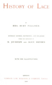 Cover of History of Lace by Bury, Mrs. Palliser