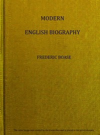 Cover of Modern English biography, volume 2 (of 6), I-Q by Frederic Boase