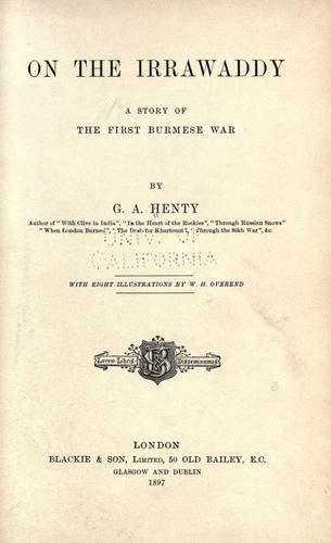 Cover of On the Irrawaddy: A Story of the First Burmese War