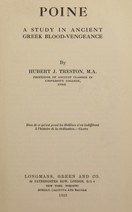 Cover of Poine: a study in ancient Greek blood-vengeance by Hubert Joseph Treston