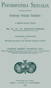 Cover of Psychopathia sexualis: With especial reference to contrary sexual instinct: A medico-legal study by R. von (Richard) Krafft-Ebing