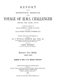 Cover of Report on the Radiolaria Collected by H.M.S. Challenger During the Years 1873-1876, First Part: Porulosa (Spumellaria and Acantharia): Report on the Scientific Results of the Voyage of H.M.S. Challenger During the Years 1873-76, Vol. XVIII by Ernst Haeckel