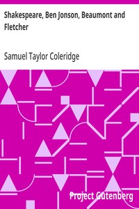 Cover of Shakespeare, Ben Jonson, Beaumont and Fletcher by Samuel Taylor Coleridge