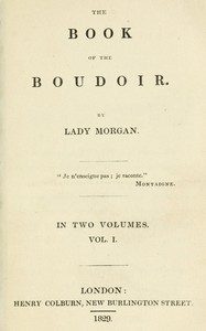 Cover of The book of the boudoir, Volume 1 (of 2) by Sydney, Lady Morgan