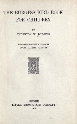 Cover of The Burgess Bird Book for Children