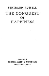 Cover of The conquest of happiness by Bertrand Russell