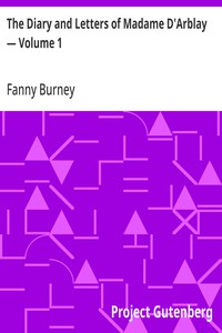 Cover of The Diary and Letters of Madame D'Arblay — Volume 1 by Fanny Burney
