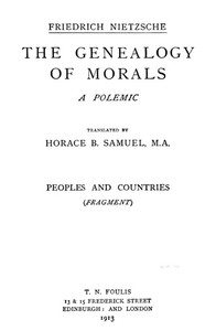Cover of The Genealogy of Morals: The Complete Works, Volume Thirteen, edited by Dr. Oscar Levy. by Friedrich Wilhelm Nietzsche