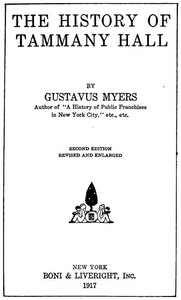 Cover of The History of Tammany Hall: Second Edition by Gustavus Myers