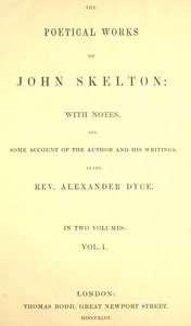 Cover of The Poetical Works of John Skelton, Volume 1 (of 2) by John Skelton