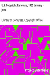 Cover of U.S. Copyright Renewals, 1965 January - June by Library of Congress. Copyright Office