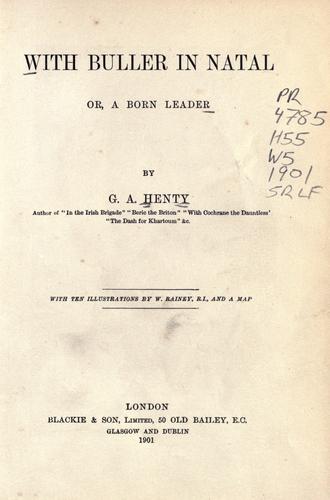 Cover of With Buller in Natal, Or, a Born Leader
