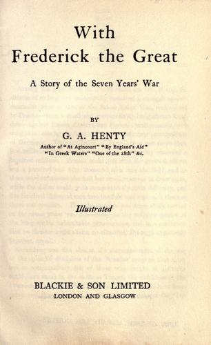 Cover of With Frederick the Great: A Story of the Seven Years' War