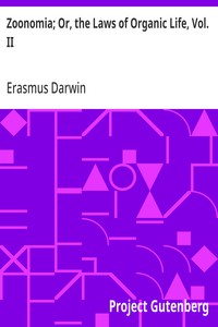 Cover of Zoonomia; Or, the Laws of Organic Life, Vol. II by Erasmus Darwin